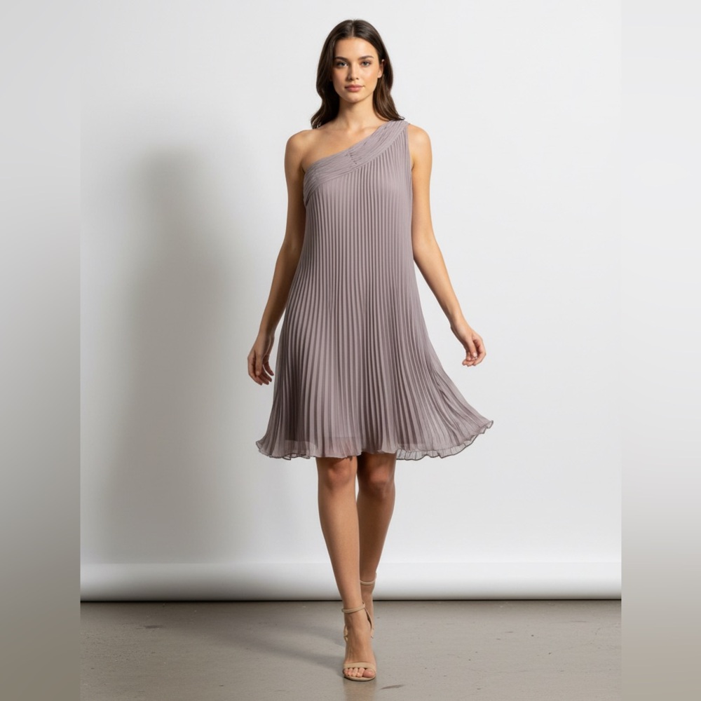 🆕 Donna Morgan Mauve/Gray One-Shoulder Bridesmaid Formal Dress, New with Tags